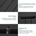 YITAHOME 45 Gallon Deck Box, Outdoor Storage Box for Patio Cushions, Outdoor Tools, Gardening Tools, Sports Equipment, and Throw Pillows, Lockable and Waterproof, Black
