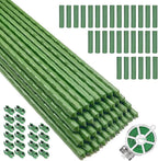 Garden Stakes Kit, 40 Sets 16 inch 0.43" in Diameter Steel Plant Stick Support (with Accessories Total 91 pcs), DIY 3ft 4ft 5ft 6ft 7ft Sturdy Tomato Stakes for Indoor & Outdoor Gardening Supplies
