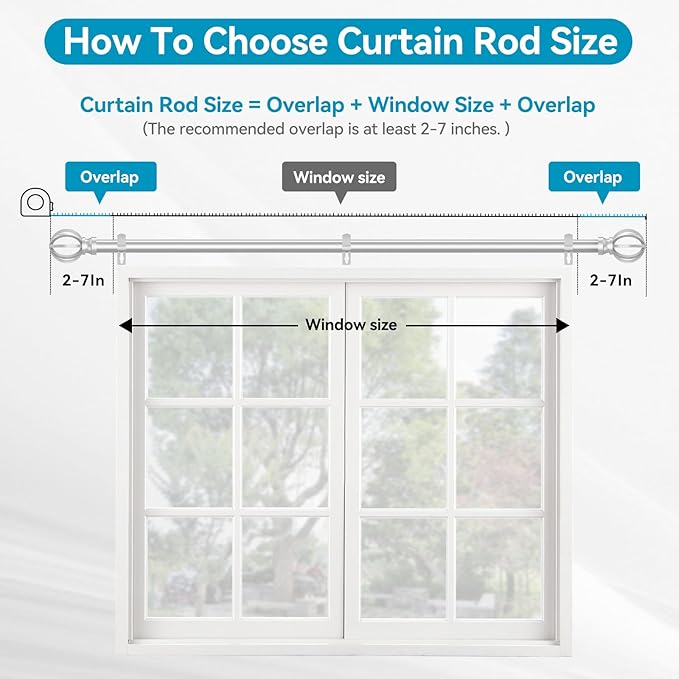 Silver Curtain Rods for Windows 28 to 48 Inch, 2 Pack 5/8" Diameter Heavy Duty Metal Adjustable Small Drapery Rod With Bracket