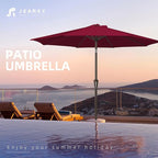JEAREY 9FT Outdoor Patio Umbrella Outdoor Table Umbrella with Push Button Tilt and Crank, Market Umbrella 8 Sturdy Ribs UV Protection Waterproof for Garden, Deck, Backyard, Pool (Brick Red)