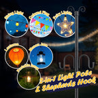 10FT String Light Poles 2Pack, 1.5 Inch Heavy Duty Poles for Outdoor String Lights with Shepherd Hook, 2 in 1 Light Pole with Anchor for Garden Backyard Patio Bistro Cafe