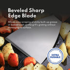 New Star Foodservice Stainless Steel Slant Edge Grill Scraper with Wood Handle, 4 x 8.5 Inch Restaurant Grade Griddle Scraper, Flat Top Scraper, Grill Cleaning Tool