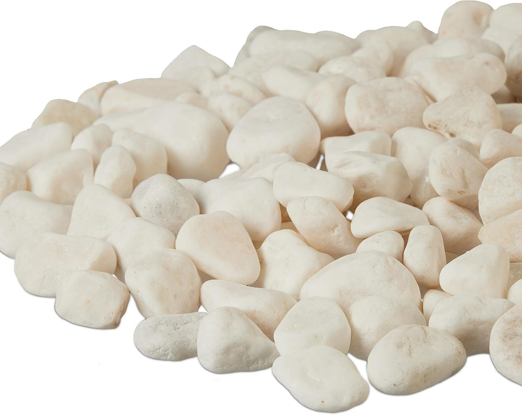 Relaxdays Marble Gravel, 5 kg, Decorative Stones, Pebbles, Garden Pebbles, Flower Pot, Grave, Decorative Gravel, White, Marble, 15-25 mm