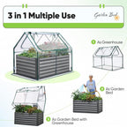 quictent 4x3x2ft galvanized raised garden bed with cover, close-up detail