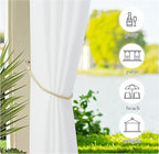 NICETOWN Canvas White Outdoor Curtains for Patio Waterproof, Silver Rustproof Grommet Top Privacy Protection Sun Block Indoor Outdoor Curtains/Drapes for Cabana, W55 by L95, 2 Panels