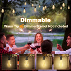 75FT Outdoor String Lights with 35 Bulbs(2FT Spacing), 3 Spare Bulbs | 2FT Bulb Spacing, IP65 Waterproof, Commercial, Perfect for Patio, Porch, Backyard