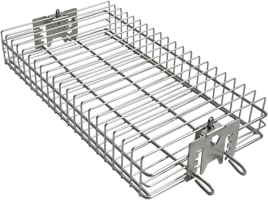 onlyfire 6042 Stainless Steel Flat Spit Rotisserie Grill Basket for Grills | Fits 1/2" Hexagon, 3/8" Hexagon, 3/8" Square & 5/16" Square Rotisserie Spit Rods
