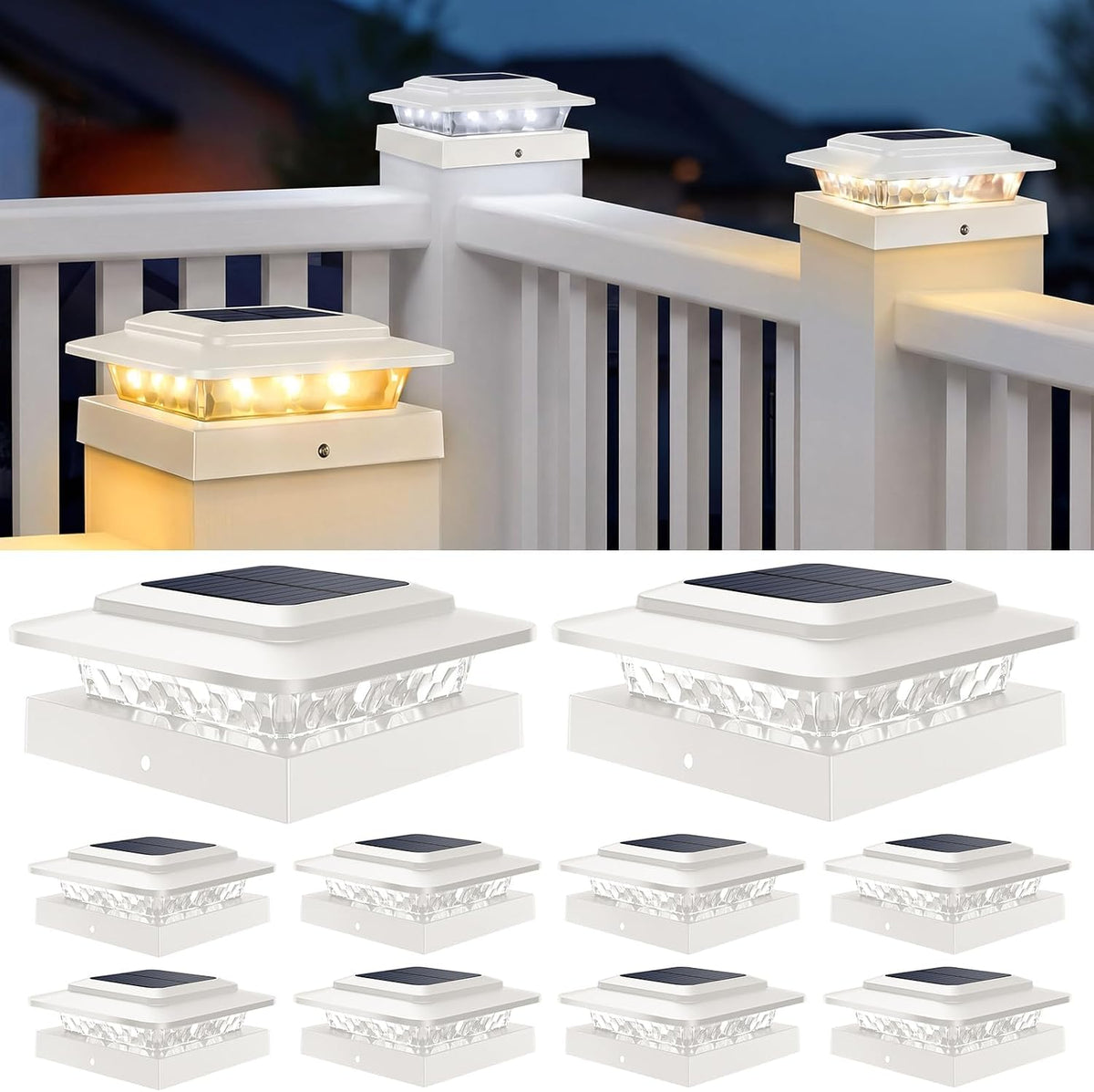 kolpop solar post cap lights outdoor 10 pack, main product view