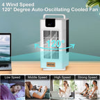 westtree 14inch portable air conditioners misting fan,120°oscillating mini showing dimensions
