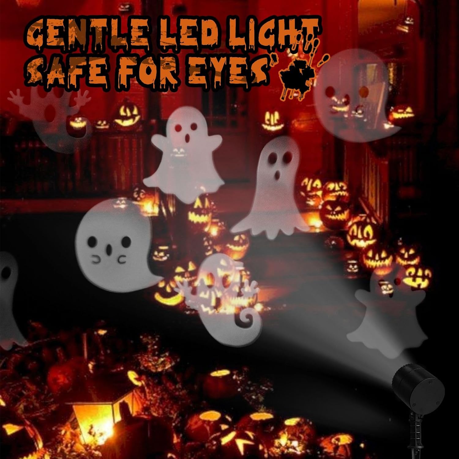 LED Halloween Decoration, Ghost Rotating Projector Yard Stake Lights, Indoor Outdoor Landscape Night Light for Home Thealter, Ceiling, Room, Patio, Garden, Halloween, Bedroom Decor