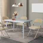 VINGLI 8 Pack Folding Chairs with Padded Seats, Metal Frame with Pu Leather Seat & Back, Capacity 350 lbs, Set of 8, Khaki