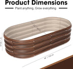 4x2x1ft Oval Galvanized Raised Garden Bed Outdoor 9-in-1 Large Metal Modular Planter Box Raised Beds for Gardening,Vegetables,Fruits,Flowers & Herbs (Brown)