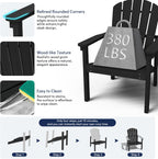 Compact Stackable Adirondack Chairs Set of 4,HDPE,Black | 26.3" Wide HDPE,380lb,All-Weather Outdoor.Maintenance-Free.Stackable for Storage.25°Curved Straight Backrest.Quick Assembly