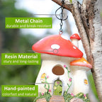 Bird Houses for Outside, Mushroom Hanging Resin Birdhouse (Red) | Garden Bird House for Outdoors, Decorative Outdoor Bird Nest, Waterproof Birdhouse for Patio, Yard, Porch & Garden Decor