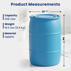 55-Gallon Water Storage Barrel, BPA Free, Emergency Water Supply - Eco Friendly - Made in USA (Blue)