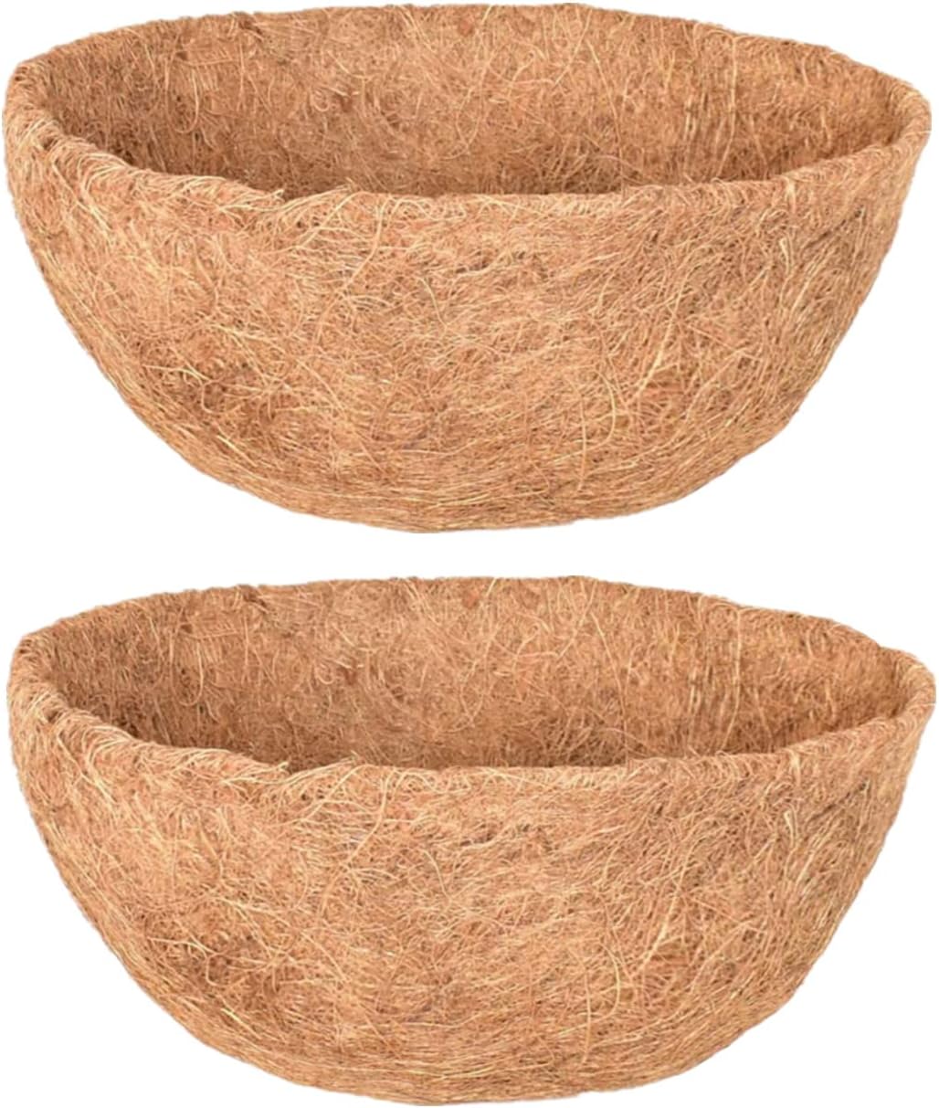 hehimhis Coco Liners for Hanging Baskets, Coco Fiber Liner, 2 Pieces 16 inch Round Replacement Plant Basket Liners