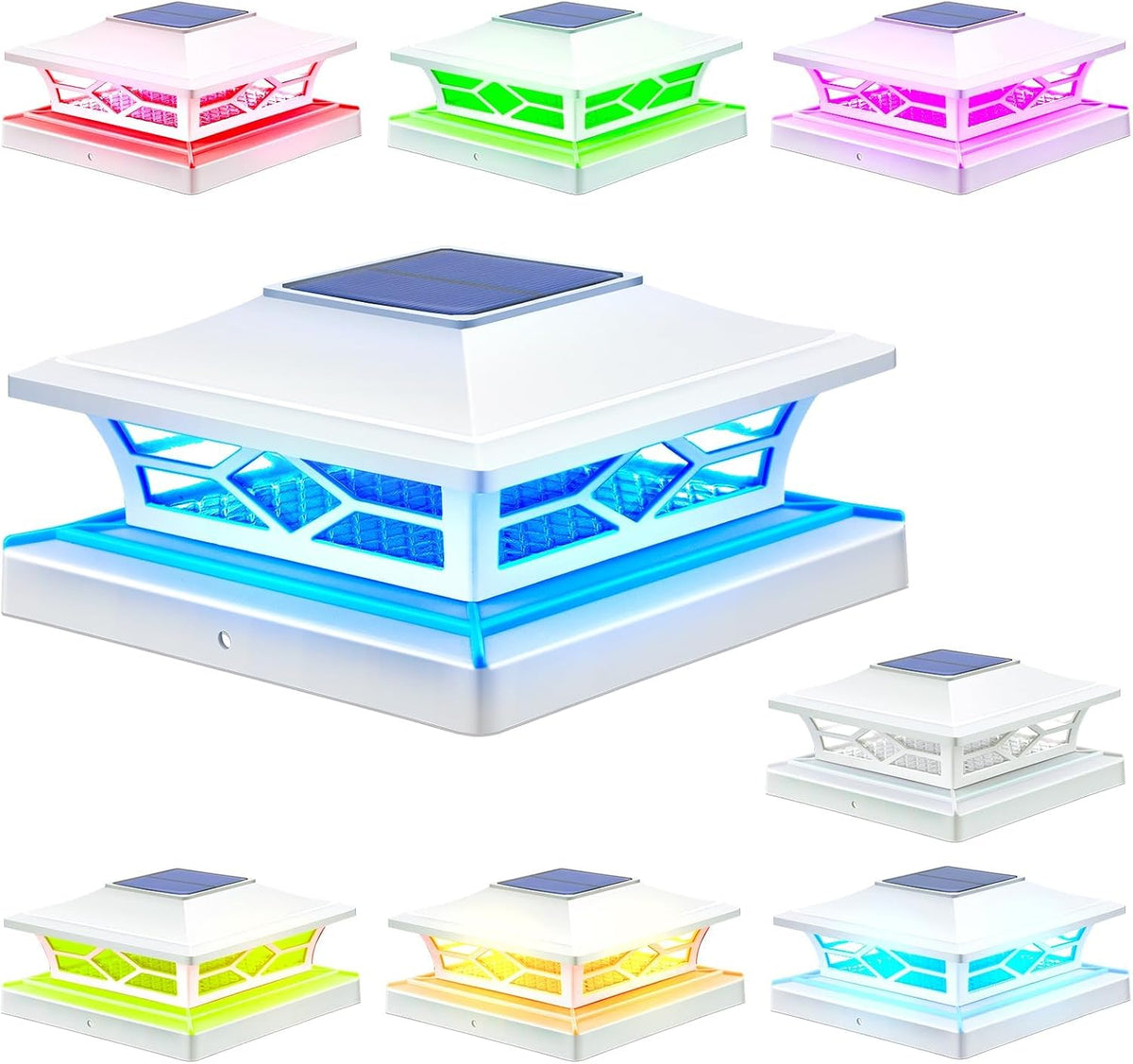 aponuo 8 pack solar post cap lights color, main product view