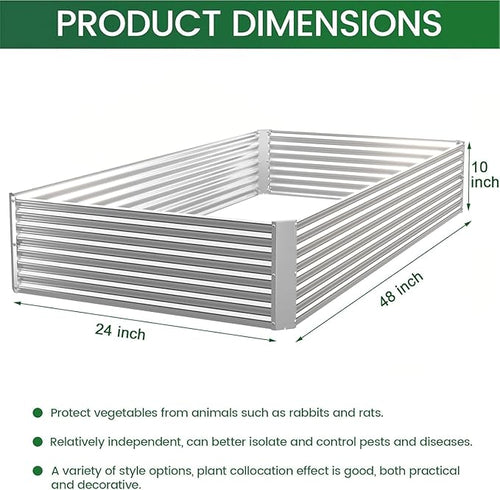 4 Pack Raised Beds for Gardening, Corrugated Galvanized Steel Raised Garden Bed, Outdoor Metal Above Ground Garden Bed for Vegetables and Flowers-4x2FT(Rectangular)