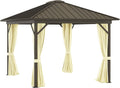 outsunny 10' x 12' hardtop gazebo with curtains, main product view