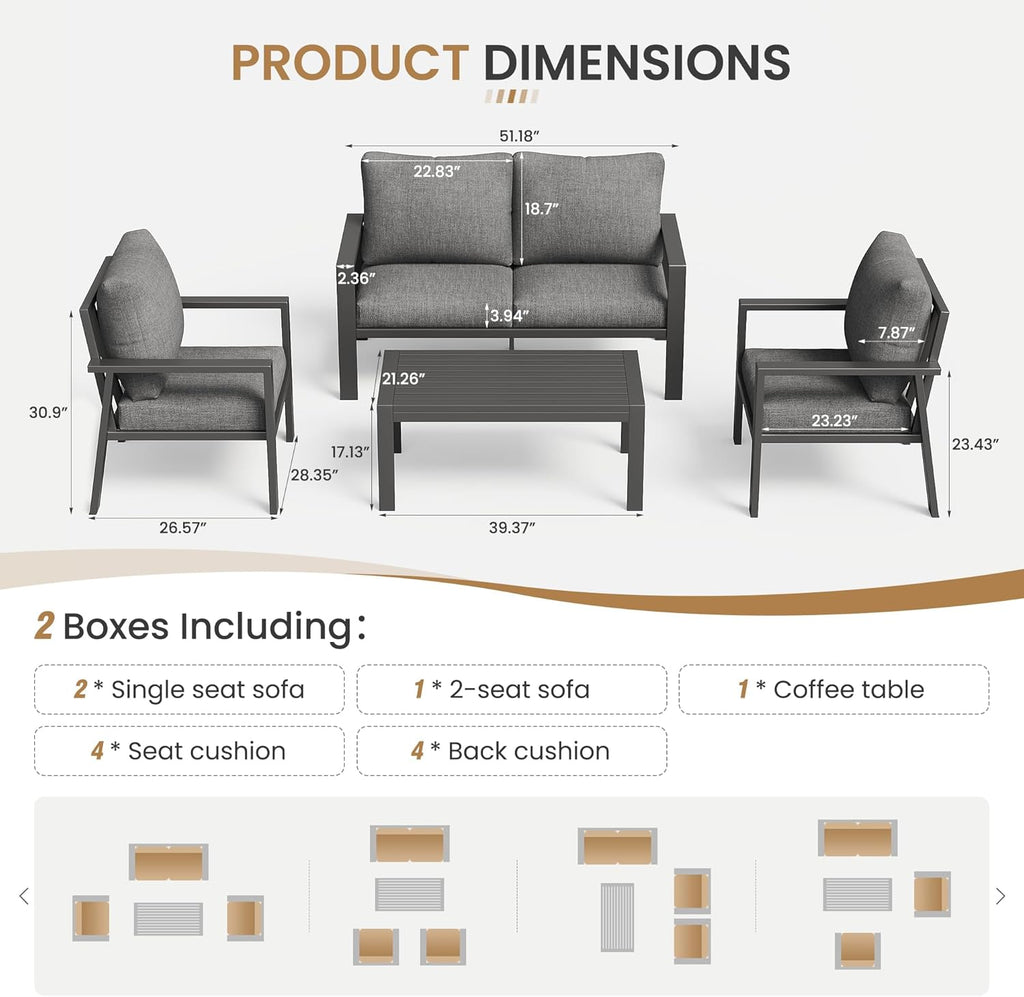 aluminum outdoor patio furniture sets all-weather patio conversation on a desk or shelf