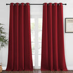 NICETOWN Blackout Window Curtain 90 inch Length - Room Darkening Thermal Insulated Grommet Large Window Treatment Light Blocking for Bedroom/Doorway (Burgundy Red, 1 Panel, W52 x L90)
