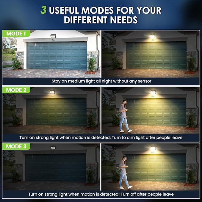 CLAONER Solar Lights Outdoor [𝟒 𝐏𝐚𝐜𝐤/126 LED], Wireless Motion Sensor Lights, IP65 Waterproof Security Lights 3 Modes, 270° Lighting Angle, Ultra-Bright Wall Lights for Deck Patio Fence Garage