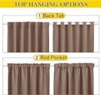 NICETOWN 2 Panels Waterproof Outdoor Curtains Fixed Pocket & Back Tab on Top & Bottom, Thermal Insulated Keep Rain & Sun Out Blackout Windproof Outdoor Drapes with Rope, W52 x L108, Tan-Khaki