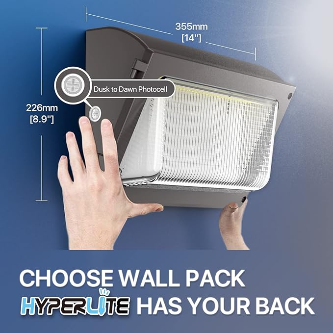 HYPERLITE LED Wall Pack Light 120W 15,600LM Commercial and Industrial Outdoor LED Wall Lights for Parking Lots House Warehouses 4 Pack UL Listed