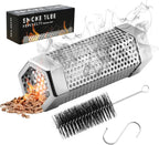 SHIKORI Smoker Tube,Stainless Steel Pellet Smoker Tube for Cold Smoker-6" | 5 Hours of Billowing Smoke-for Any Grill or Smoker,with Cleaning Brush