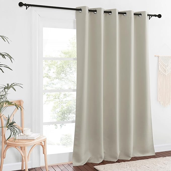 NICETOWN Blackout Natural Window Treatment for Living Room - Energy Saving Thermal Insulated Solid Grommet Sound Reducing Room Darkening Curtain for Bedroom (1 Panel, W66 x L102)