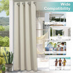 NICETOWN Outdoor Patio Curtain W66 x L95, Waterproof & Weatherproof Drapes for Porch Gazebo Pergola Shower Pool Outside Deck, Privacy Protection Drape for Summer & Winter, 1 Panel, Beige