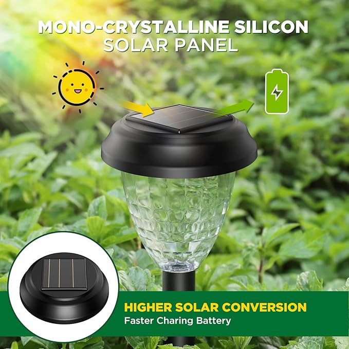 Super Bright Solar Lights Outdoor Waterproof-10 Pack, Dusk to Dawn Up to 12 Hrs Solar Powered Outdoor Pathway Garden Lights Auto On/Off, LED Landscape Lighting Decorative for Walkway Patio Yard
