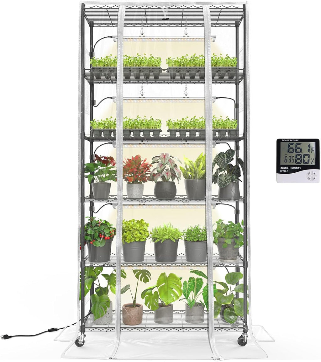 bstrip 5-tier indoor greenhouse with grow light, 35.4x13.8x71in, main product view