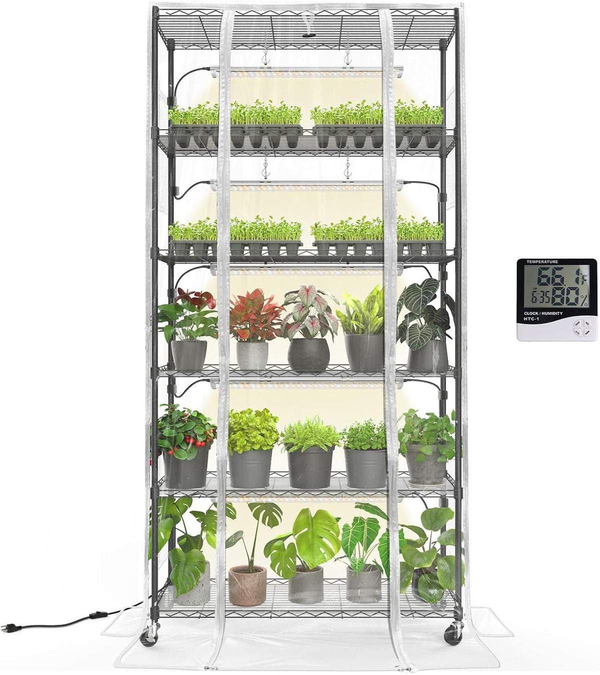 bstrip 5-tier indoor greenhouse with grow light, 35.4x13.8x71in, main product view