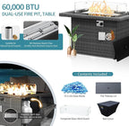 NICESOUL 18 Piece Outdoor Sectional with Fire Pit Table, Luxury Huge Patio Furniture with Fire Pit Table & Chaise Lounge, 14-Seater Wide Deep Seated Sofa for Deck, Poolside Gray & Turquoise
