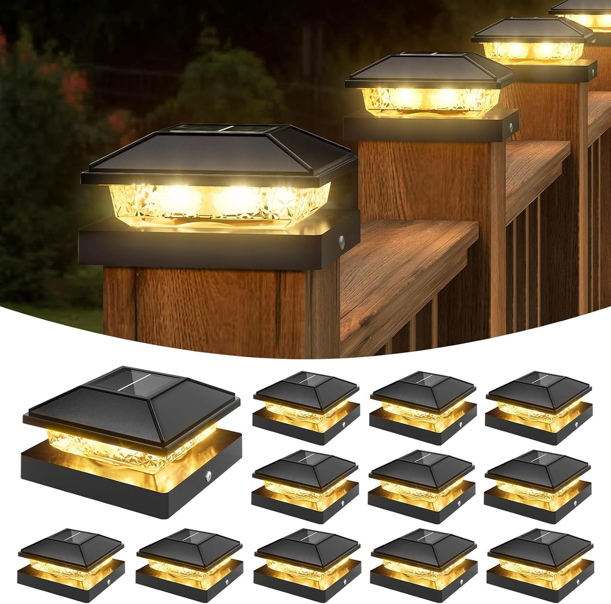 volisun 4x4 solar fence - post cap lights, main product view