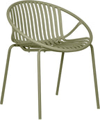 Christopher Knight Home Set of 2 Tita Modern Patio Outdoor Dining Chairs, Stacking Chair, Outside Dinner,Garden/Balcony/Poolside Stackable Accent Chairs,Metal Legs,Plastic Cutout Backrest, Green