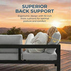 Solaste Aluminum Patio Furniture Set for All Weather, Oversized Metal Outdoor Furniture Set with 27.5" Deep Seating and 3.2" Wide Armrest, Outdoor Patio Sofa with 10" Back Suport Cushion