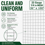 Trenk Hardware Cloth 1/4 inch Wire Mesh Roll 36'' x 100' 23 Gauge | Heavy-Duty Galvanized Chicken Wire Fencing for Garden Fencing, Gopher Mesh, and Small Animal Enclosures