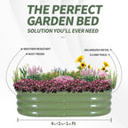 1MORE Galvanized Raised Garden Bed- Planter Garden Boxes Outdoor, Raised Beds for Gardening, 4x2x1ft Metal Garden Bed Kit for Vegetables Flower, Planter Raised Beds with Tools.Green