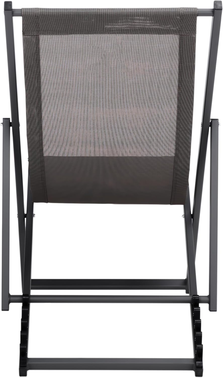 SAFAVIEH Outdoor Collection Breslin Grey/Grey Adjustable Folding Sling Chair Set of 2 (Fully Assembled)