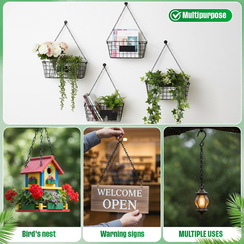 EBOOT 8 Pack 9.5 Inches Hanging Chains for Bird Feeders, Planters, Billboards, Chalkboards, Lanterns, Wind Chimes and Decorative Ornaments (Black)