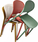 2xhome Set of 2 Patio Dining Chairs | Modern Stackable Outdoor Pool Side Chair | Weather Resistant Plastic for Yard, Porch, Balcony, Kitchen, Green