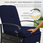 Kozyard Adjustable Outdoor Reclining Lounge Chair, Cushioned Patio Chaise Lounge with Extendable Metal Frame for Sunbathing, Reading & Relaxing – Comfortable Outdoor Recliner(Navy Blue)