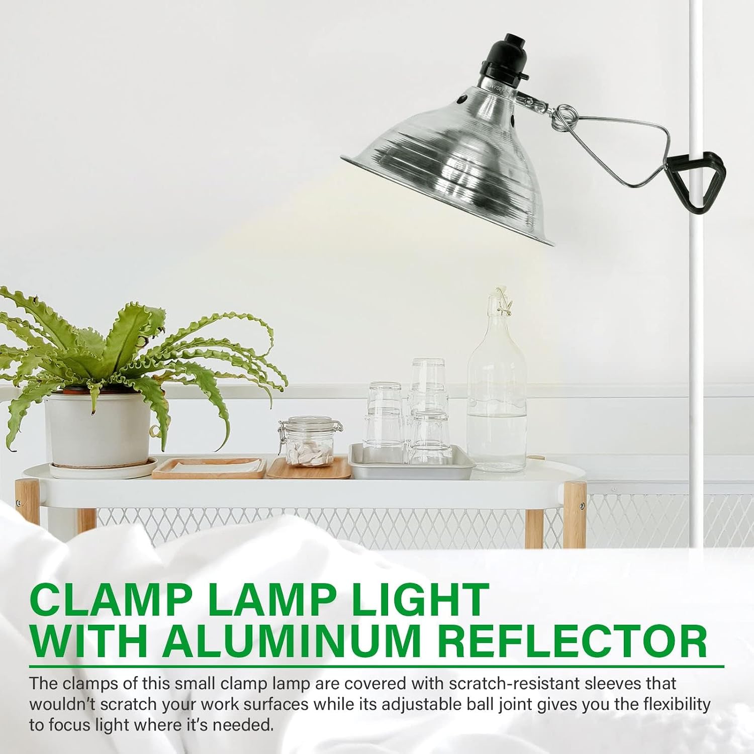 Simple Deluxe Clamp Light with 8.5 Inch Adjustable Aluminum Reflector, Suit for E26 Socket Max 150 Watt Lamp (No Bulb Included), 6 Feet 18/2 SPT-2 Cord, 2 Pack