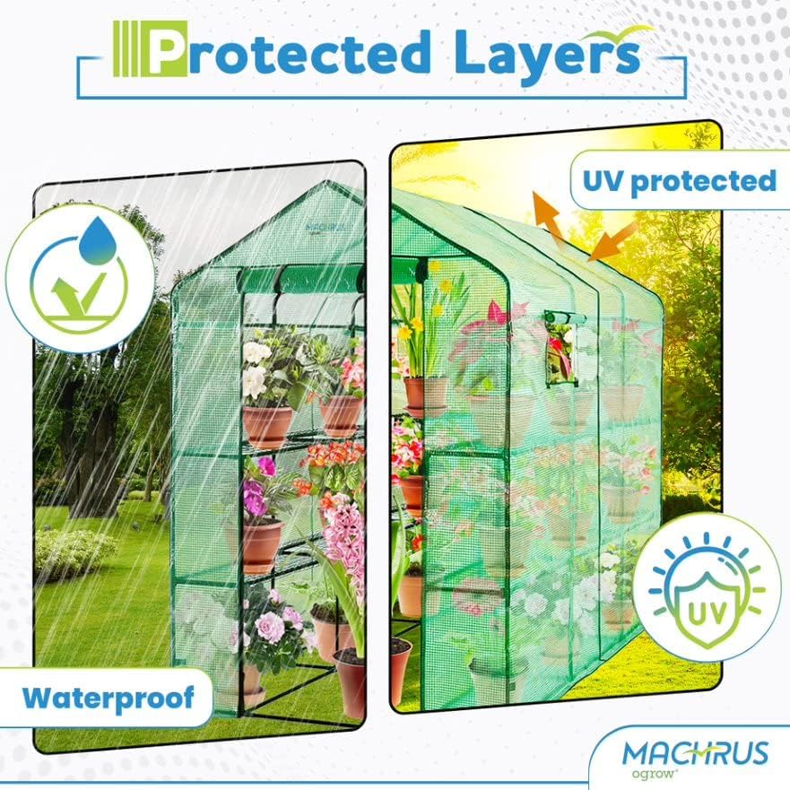 machrus ogrow walk-in portable greenhouse, outdoor indoor grow, side view