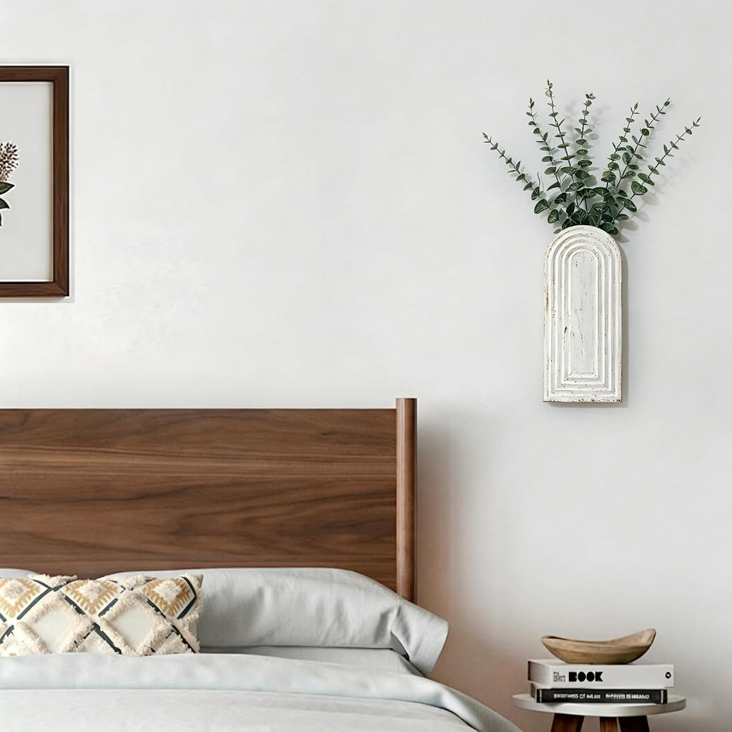 Handmade Wooden Wall Vases Set of 2 for Plants | Boho Rustic Farmhouse Decor for Indoor Artificial Plants and Flowers. Perfect for Living Room, Bedroom, Bathroom, or Patio