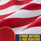 cotton american flag 3x5 ft for outside, tearproof, side view