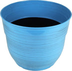 Garden Elements Indoor/Outdoor Glazed Brushed Happy Plastic Planter, Large, Bright Blue, 15"
