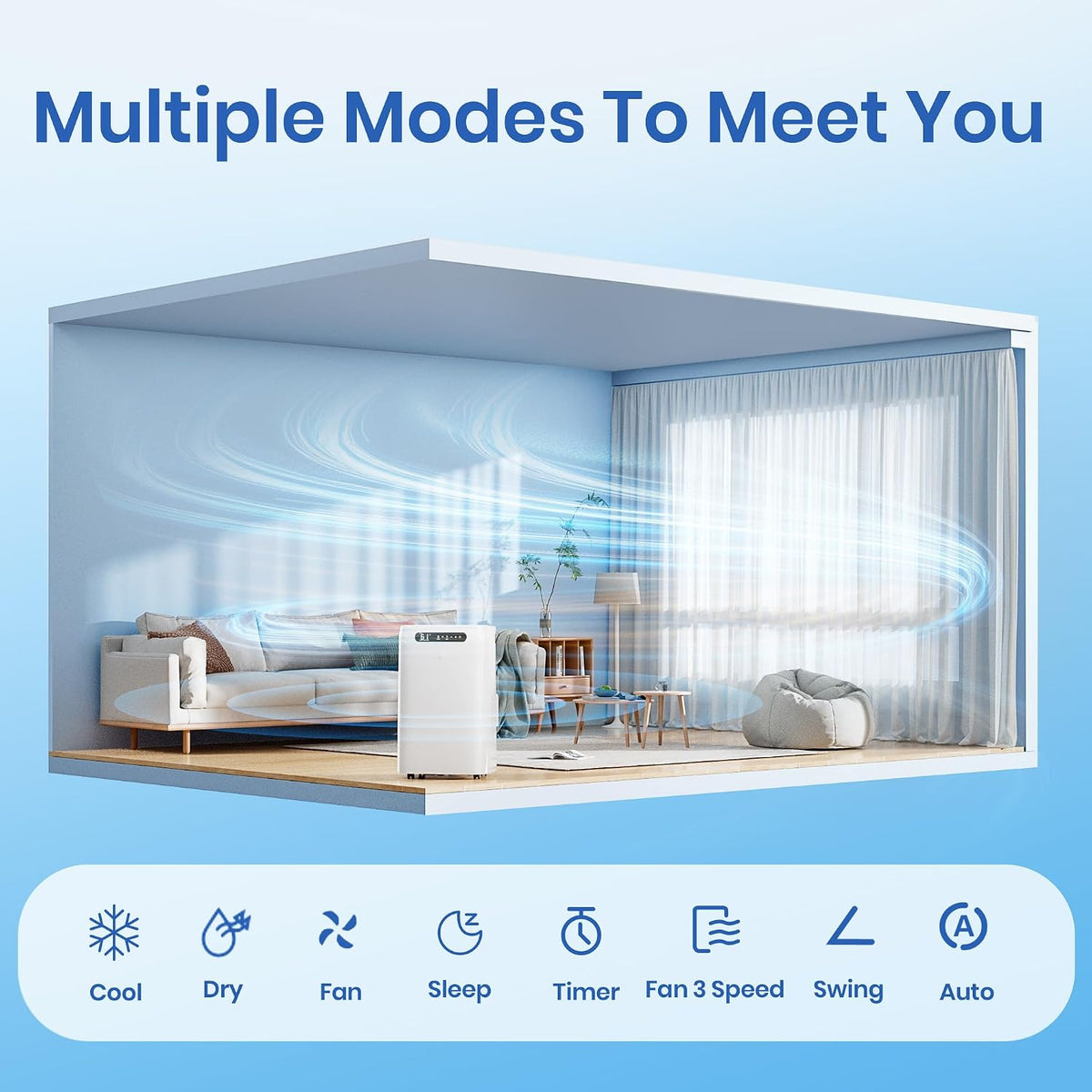 14000 btu portable air conditioners for room cooling, side view